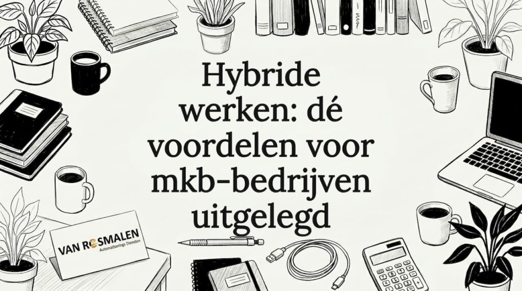 Sfeervolle, handgetekende titelkaart voor hybride werken