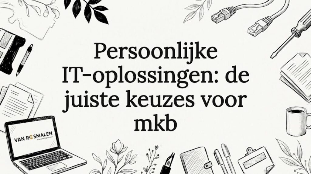 Sfeervolle randillustratie met IT-elementen voor een titelkaart
