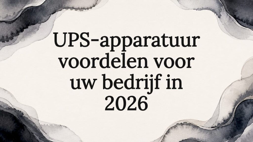 Sfeervolle illustratie van een titelkaart met UPS-apparatuur